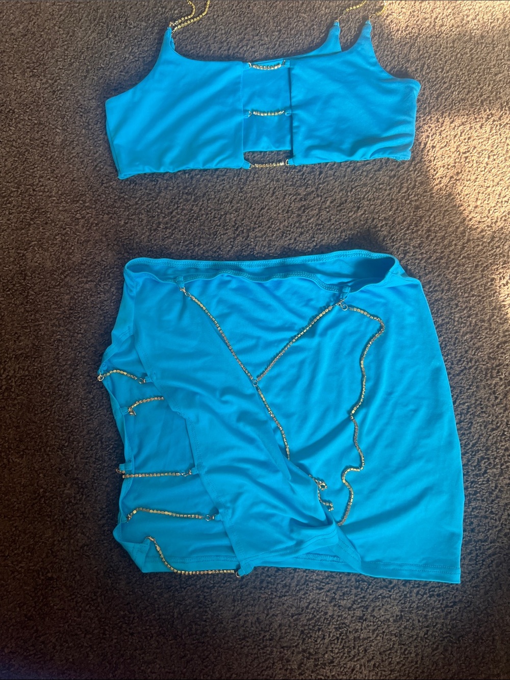 Turquoise Chain-Trim Mini Skirt - Women